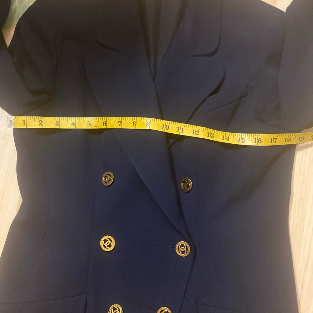 Vintage Chanel Boutique Navy Blue Double-Breasted CC Button Blazer - Picture 13 of 16